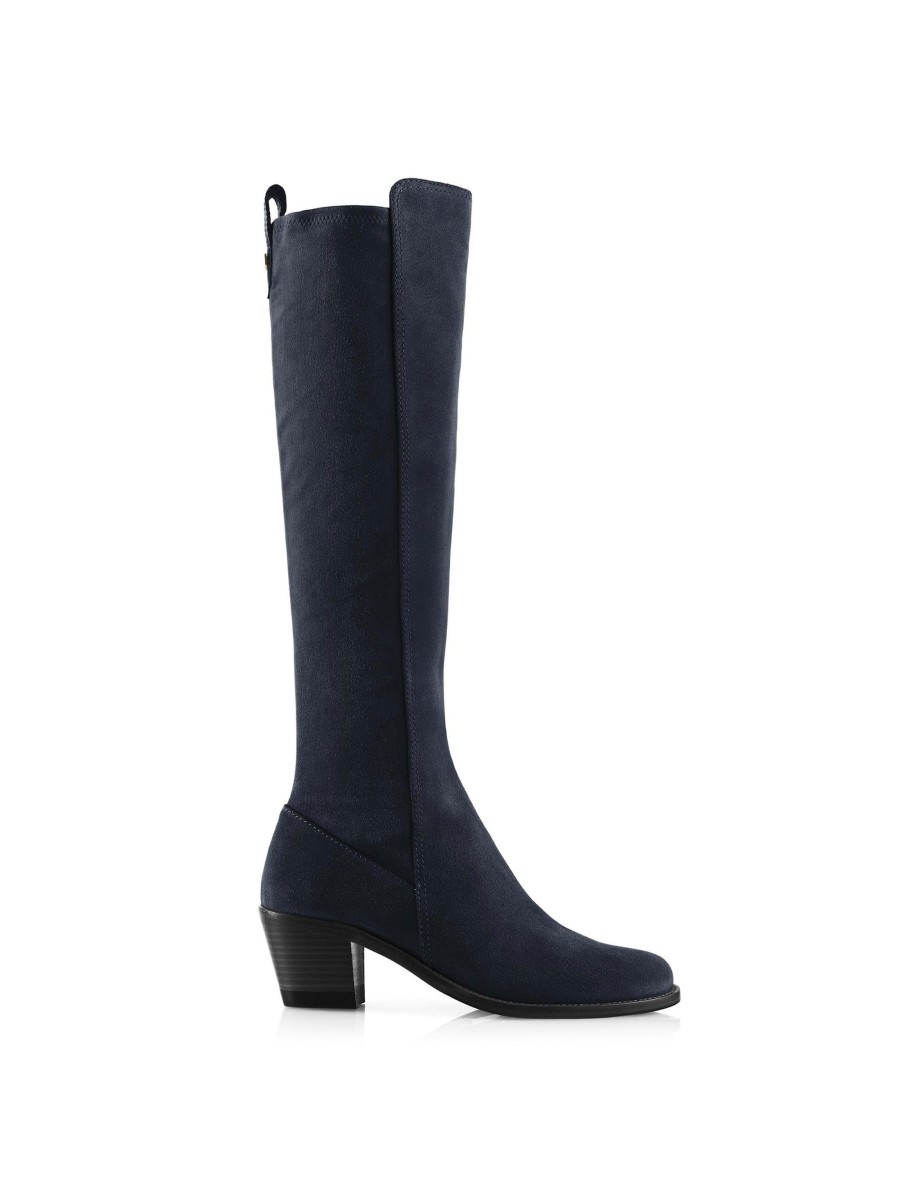 Women Fairfax & Favor Knee-High Boots | Women'S Heeled Tall Boot-Navy Suede