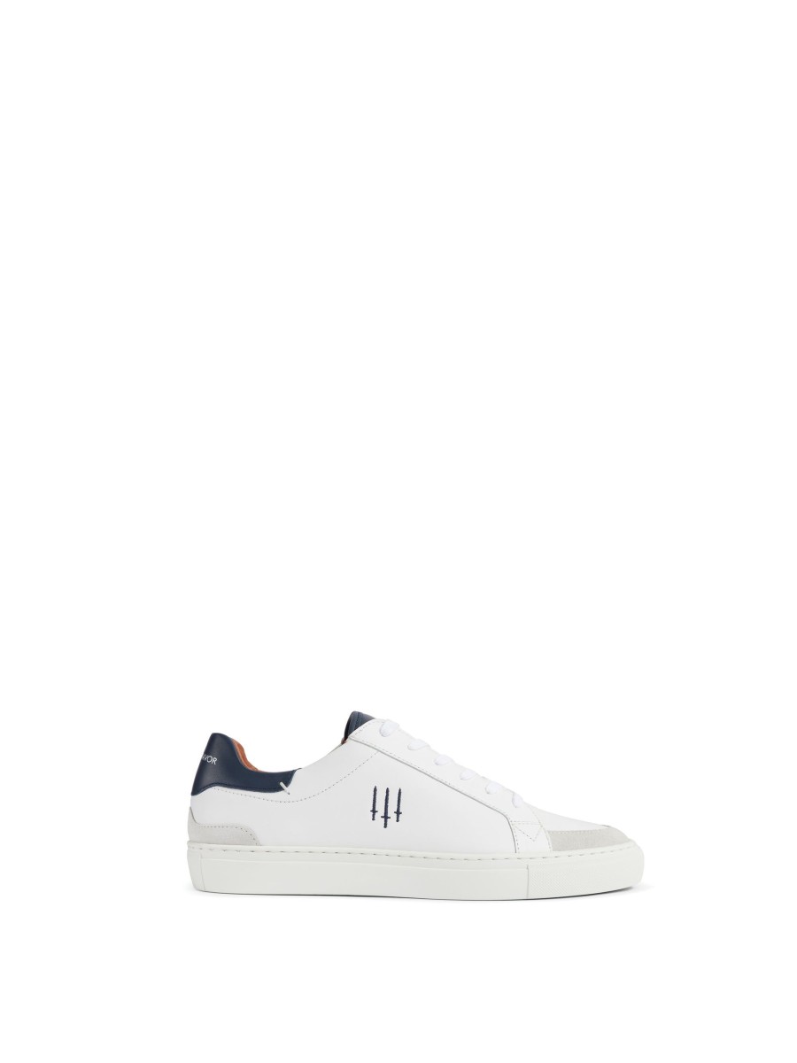 Men Fairfax & Favor Men'S Trainers | Men'S Trainer-White Leather, Navy & Grey