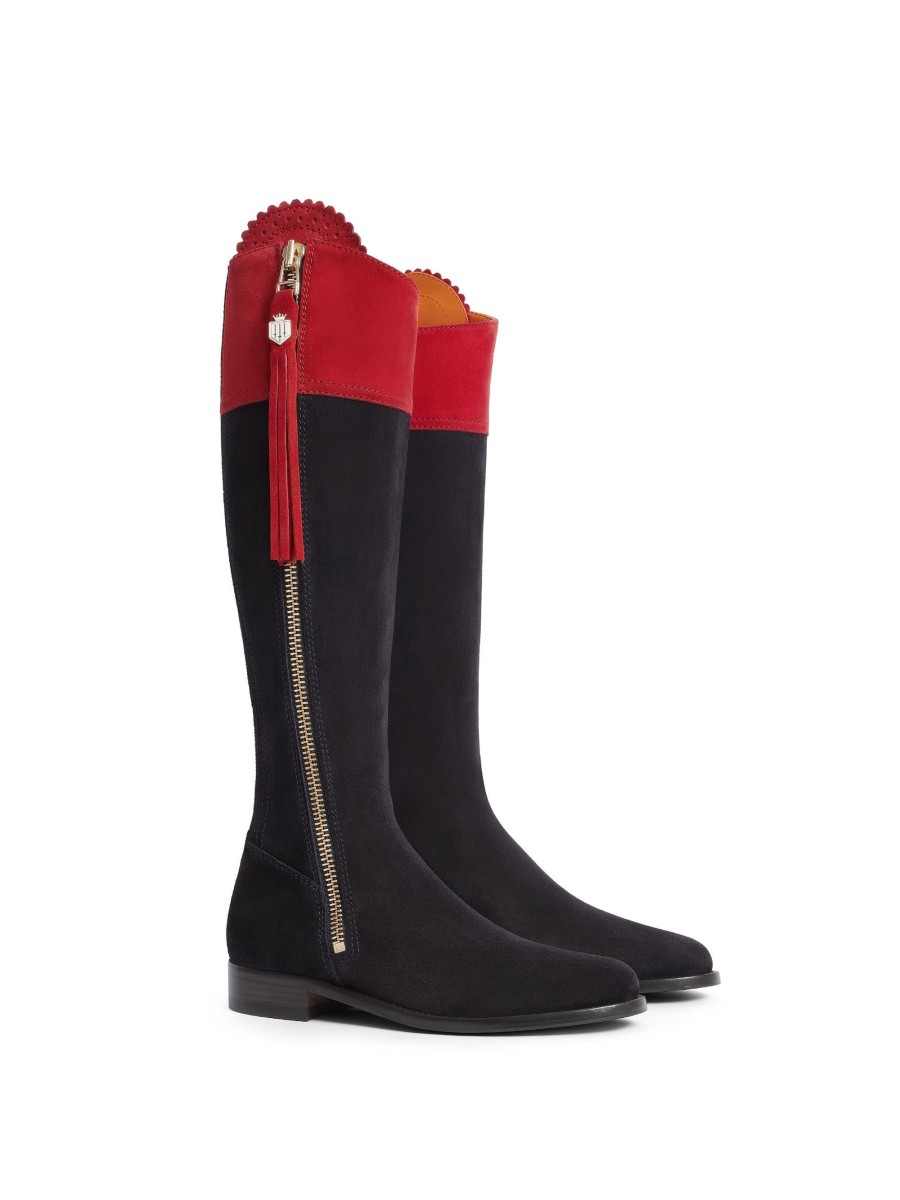 Women Fairfax & Favor Knee-High Boots | British Equestrian Women'S Tall Boot-Red & Navy, Narrow Calf