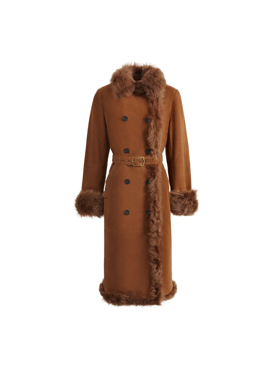 Women Fairfax & Favor Coats & Jackets | Women'S Trench Coat-Tan Suede & Toscana