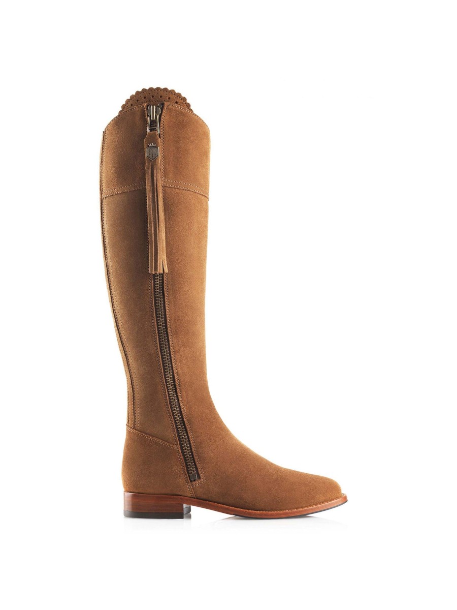 Women Fairfax & Favor Knee-High Boots | Women'S Tall Boot-Tan Suede, Sporting Calf