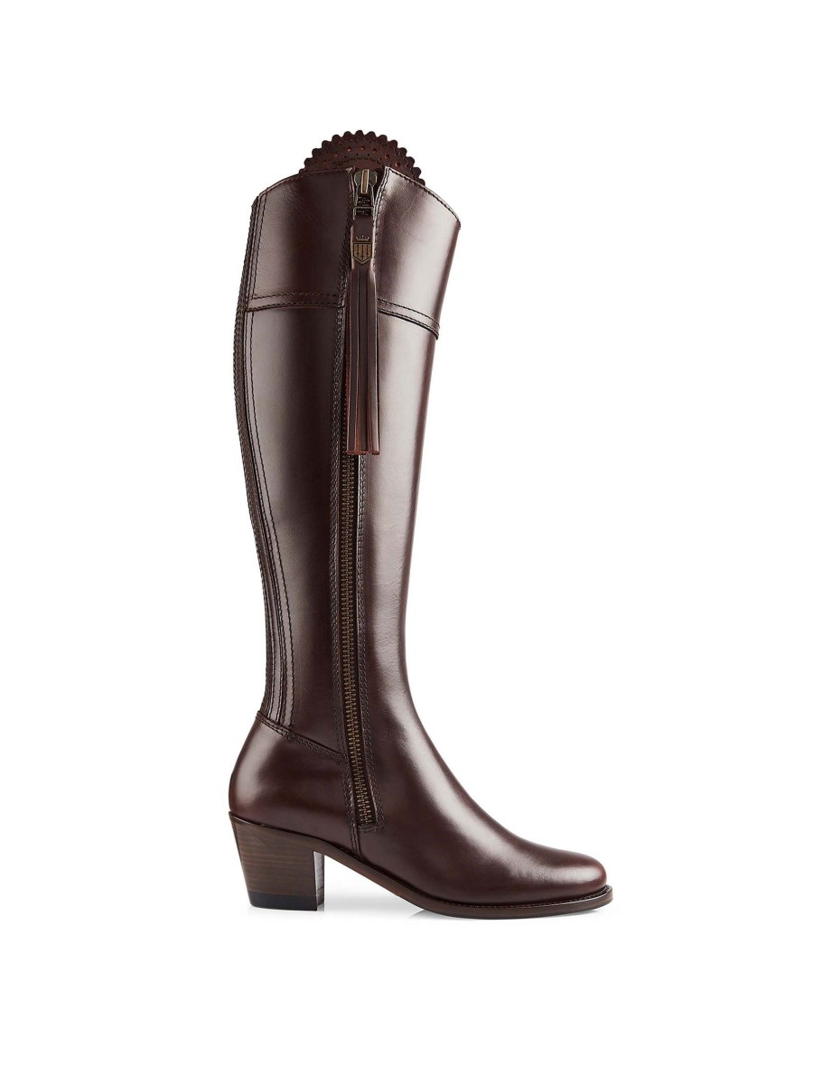 Women Fairfax & Favor Knee-High Boots | Women'S Tall Heeled Boot-Mahogany Leather, Sporting Calf