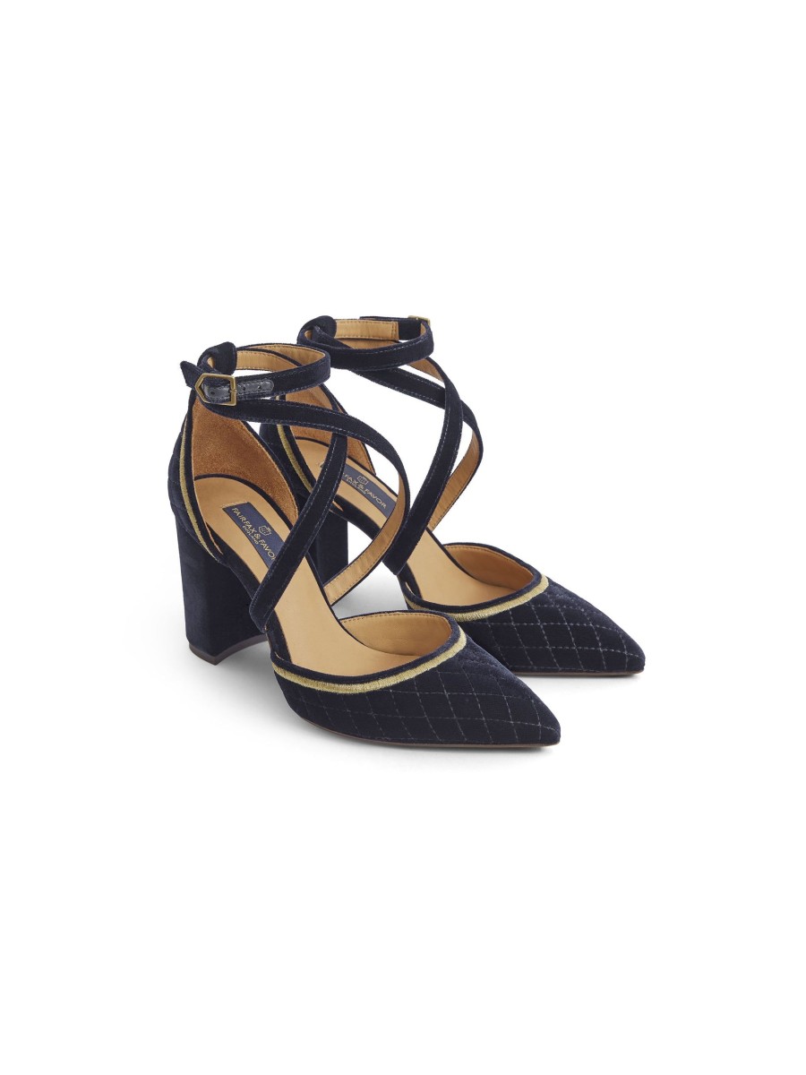 Women Fairfax & Favor Espadrilles | Women'S Heeled Shoe-Navy Velvet