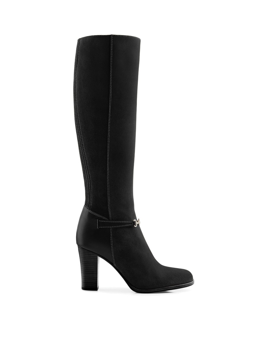 Women Fairfax & Favor Knee-High Boots | Women'S Tall Heeled Boot-Black Suede, Sporting Calf