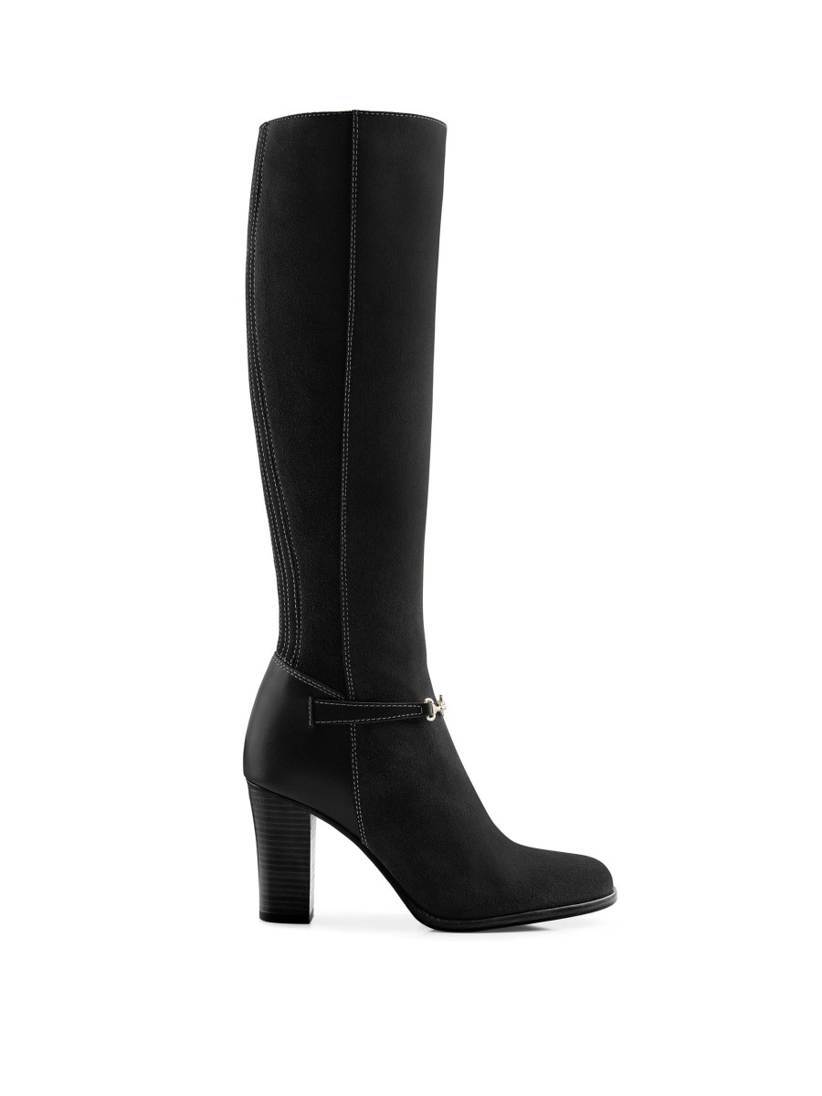 Women Fairfax & Favor Knee-High Boots | Women'S Tall Heeled Boot-Black Suede, Regular Calf