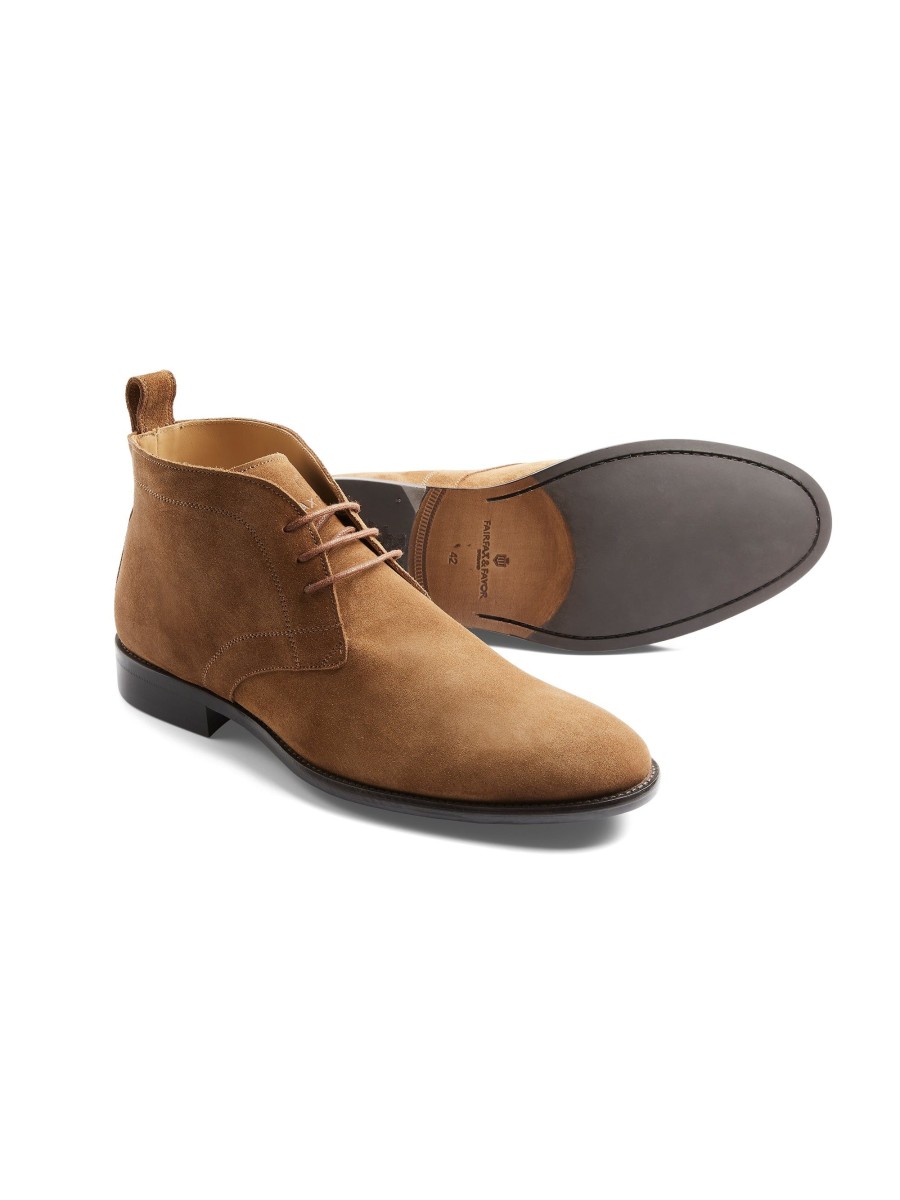 Men Fairfax & Favor Chelsea & Ankle Boots | Men'S Desert Boot-Cognac Suede