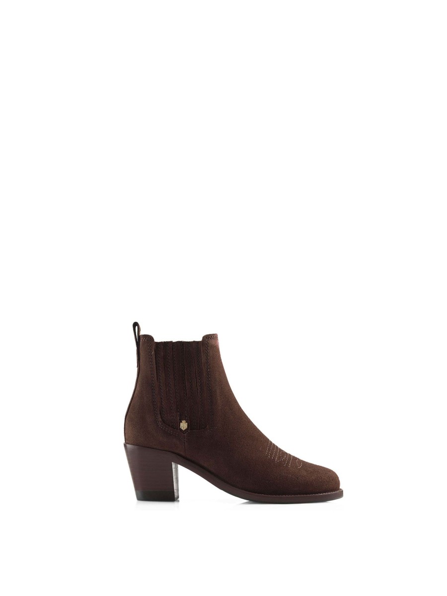 Women Fairfax & Favor Chelsea Boots | Women'S Heeled Ankle Boot-Chocolate Suede