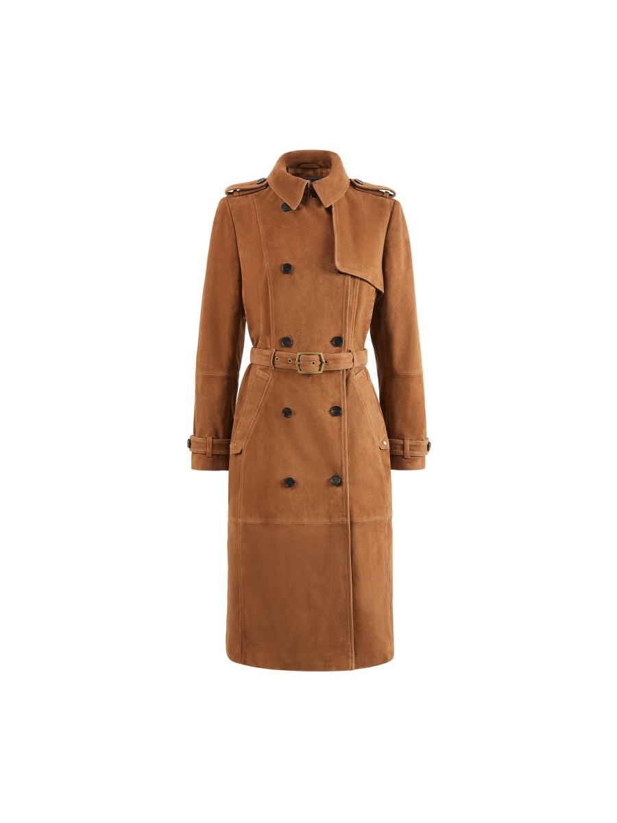 Women Fairfax & Favor Coats & Jackets | Women'S Trench Coat-Tan Suede