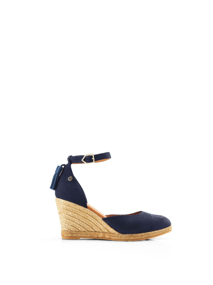 Women Fairfax & Favor Espadrilles | Women'S Espadrille Wedge-Navy Suede