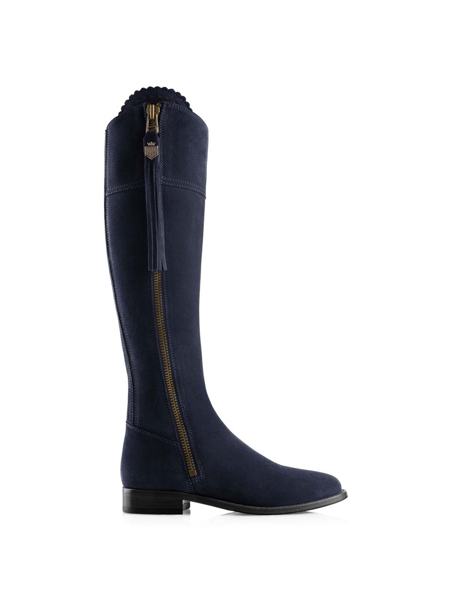 Women Fairfax & Favor Knee-High Boots | Women'S Tall Boot-Navy Blue Suede, Regular Calf