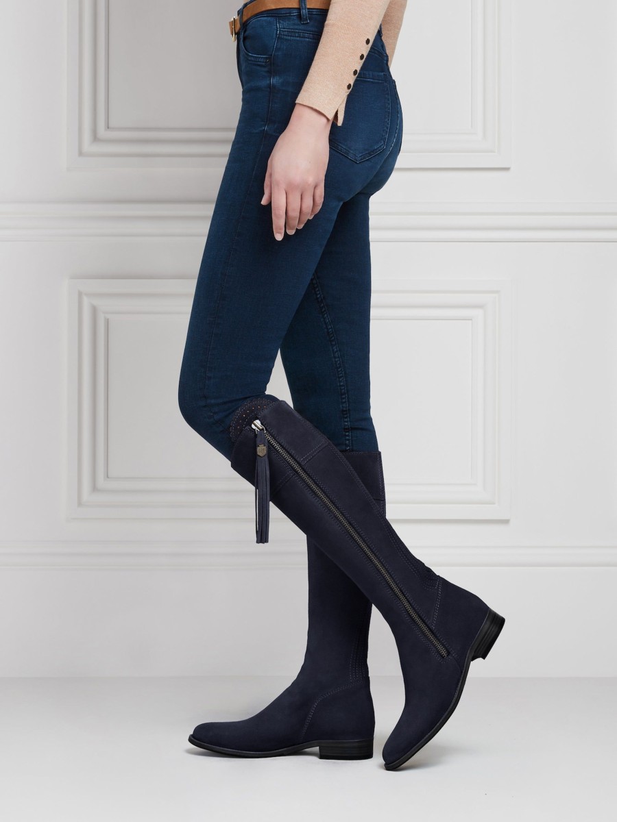 Women Fairfax & Favor Knee-High Boots | Women'S Tall Boot-Navy Blue Suede, Regular Calf