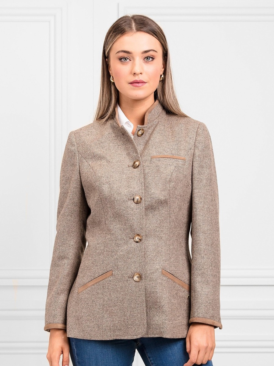 Women Fairfax & Favor Coats & Jackets | Women'S Jacket-Taupe Herringbone