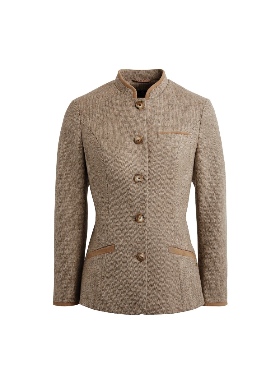 Women Fairfax & Favor Coats & Jackets | Women'S Jacket-Taupe Herringbone