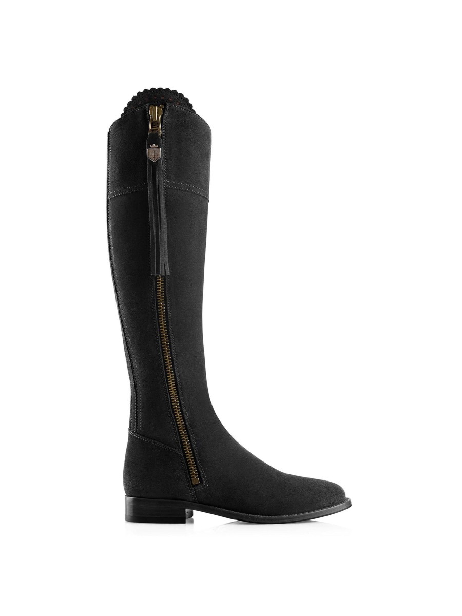 Women Fairfax & Favor Knee-High Boots | Women'S Tall Boot-Black Suede, Regular Calf