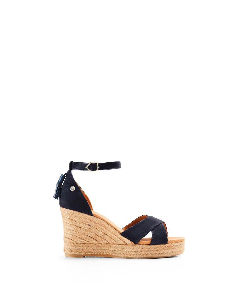 Women Fairfax & Favor Espadrilles | Women'S Wedge Sandal-Navy Suede