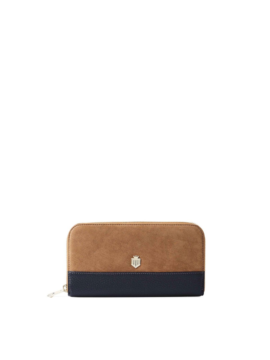 Women Fairfax & Favor Purses | Women'S Purse-Tan & Navy Suede