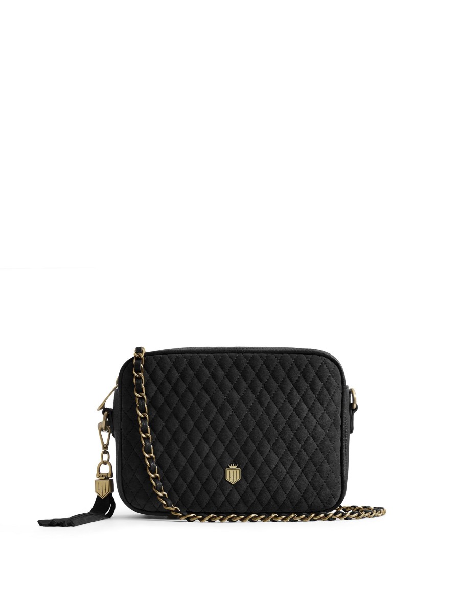 Women Fairfax & Favor Crossbody Bags | Women'S Crossbody Bag-Quilted Black Suede