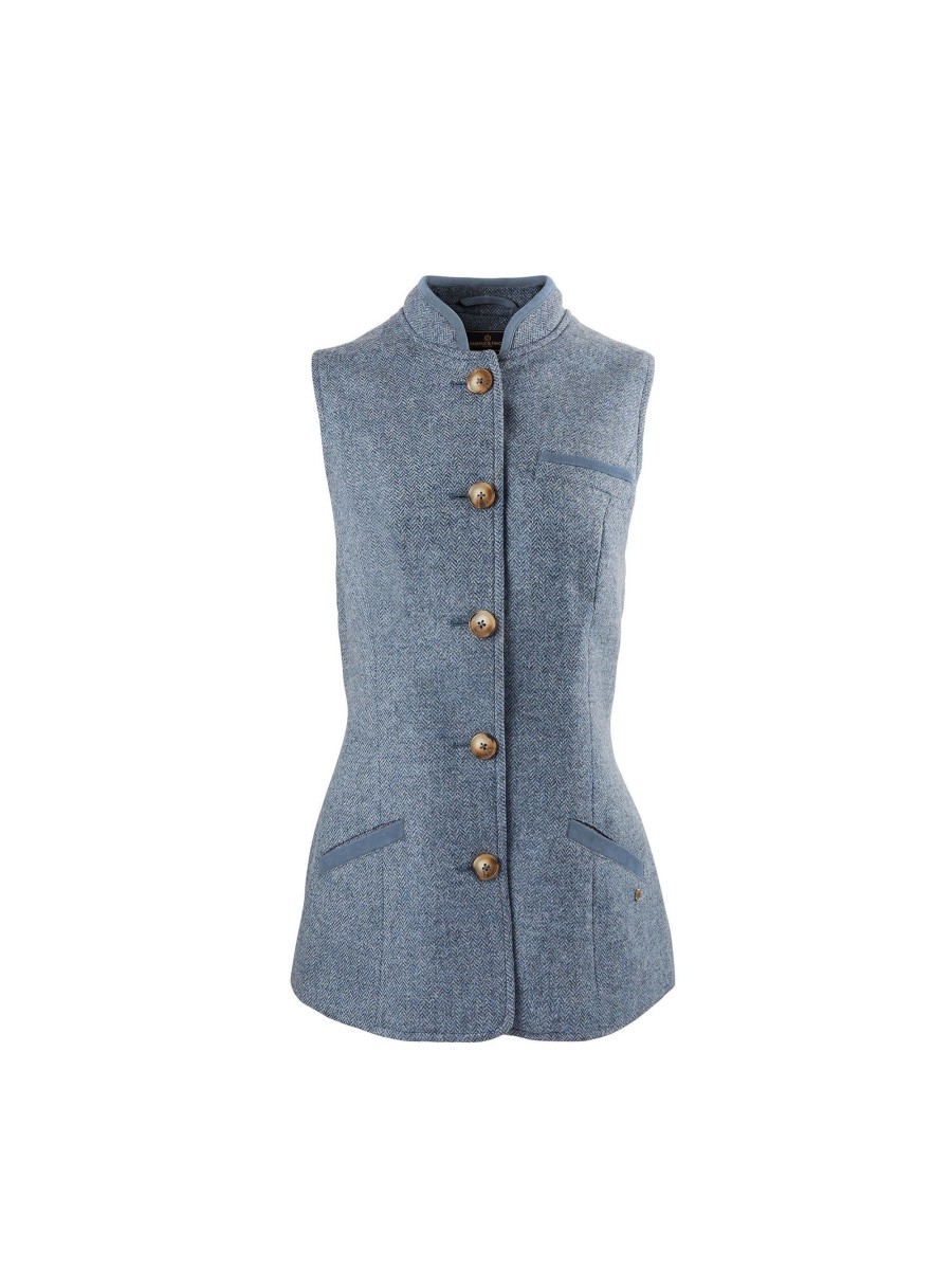 Women Fairfax & Favor Gilets | Women'S Gilet-Denim Herringbone