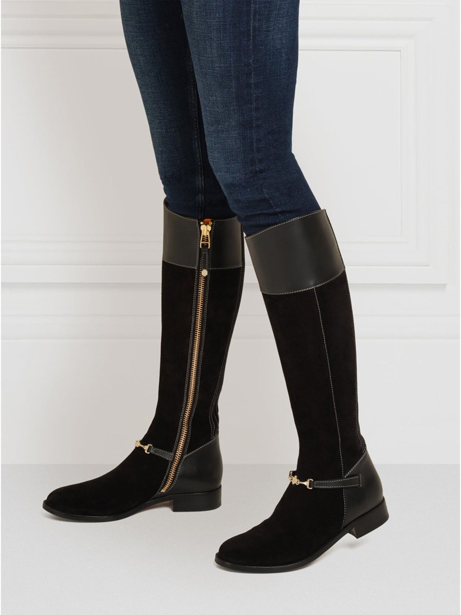 Women Fairfax & Favor Knee-High Boots | Women'S Boot-Black Suede, Narrow Calf