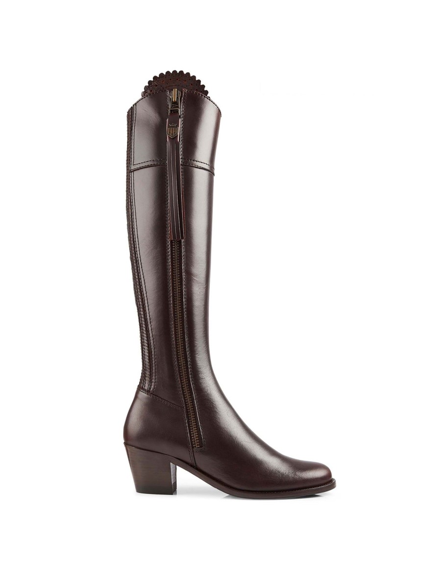 Women Fairfax & Favor Knee-High Boots | Women'S Tall Heeled Boot-Mahogany Leather, Narrow Calf