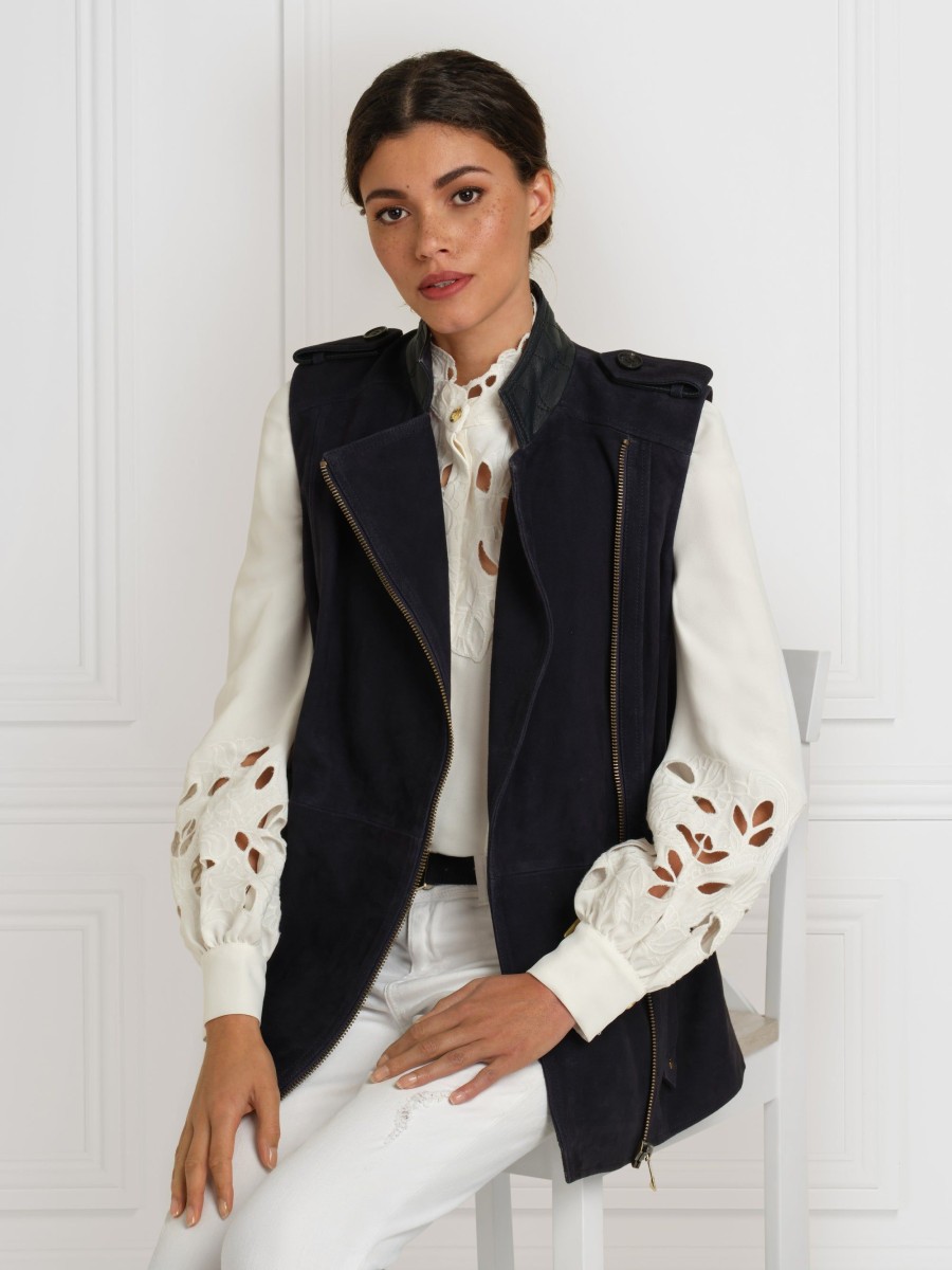 Women Fairfax & Favor Gilets | Women'S Gilet-Navy Suede