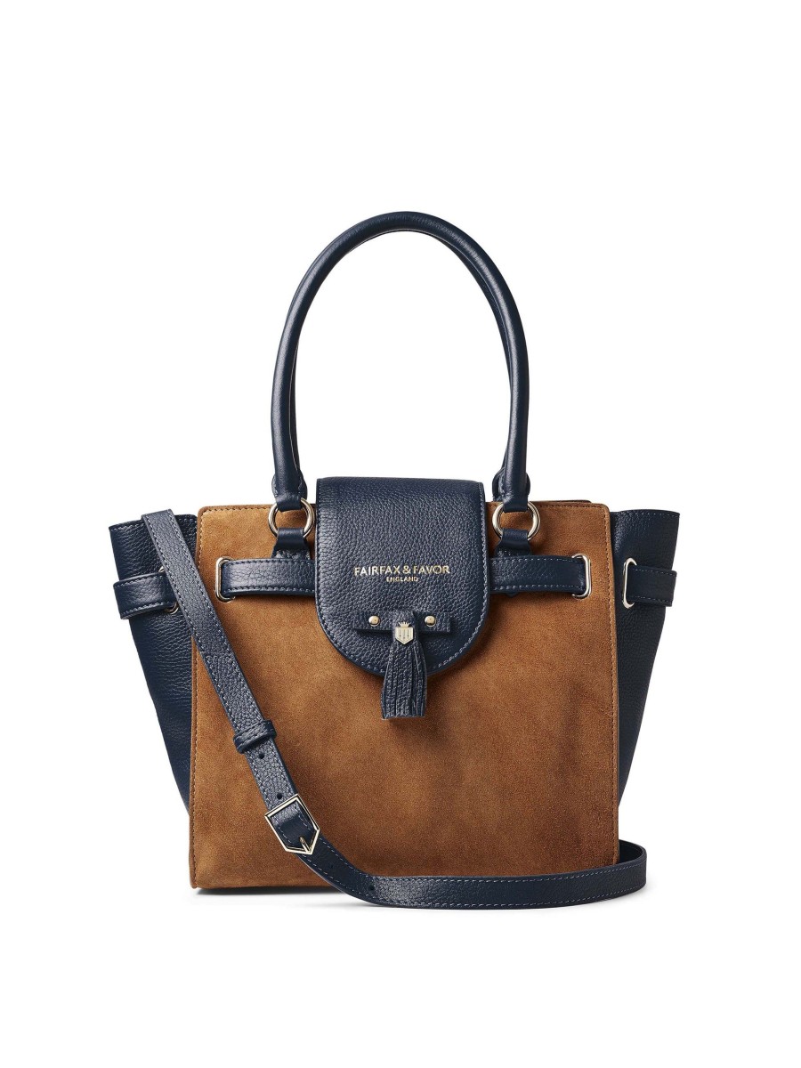 Women Fairfax & Favor Tote Bags | Women'S Tote-Tan & Navy Suede