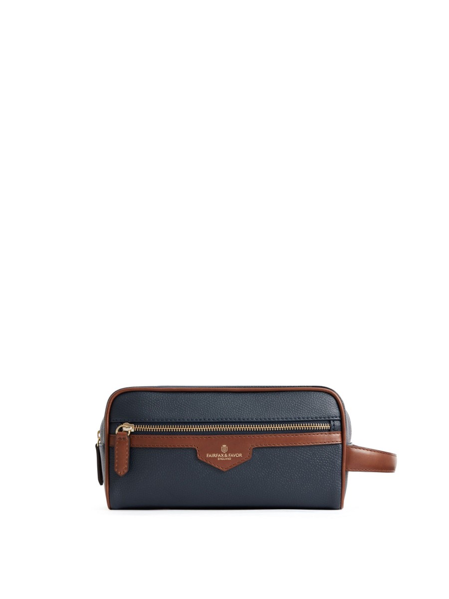 Men Fairfax & Favor Laptop & Travel Bags | Unisex Washbag-Navy Scotchgrain