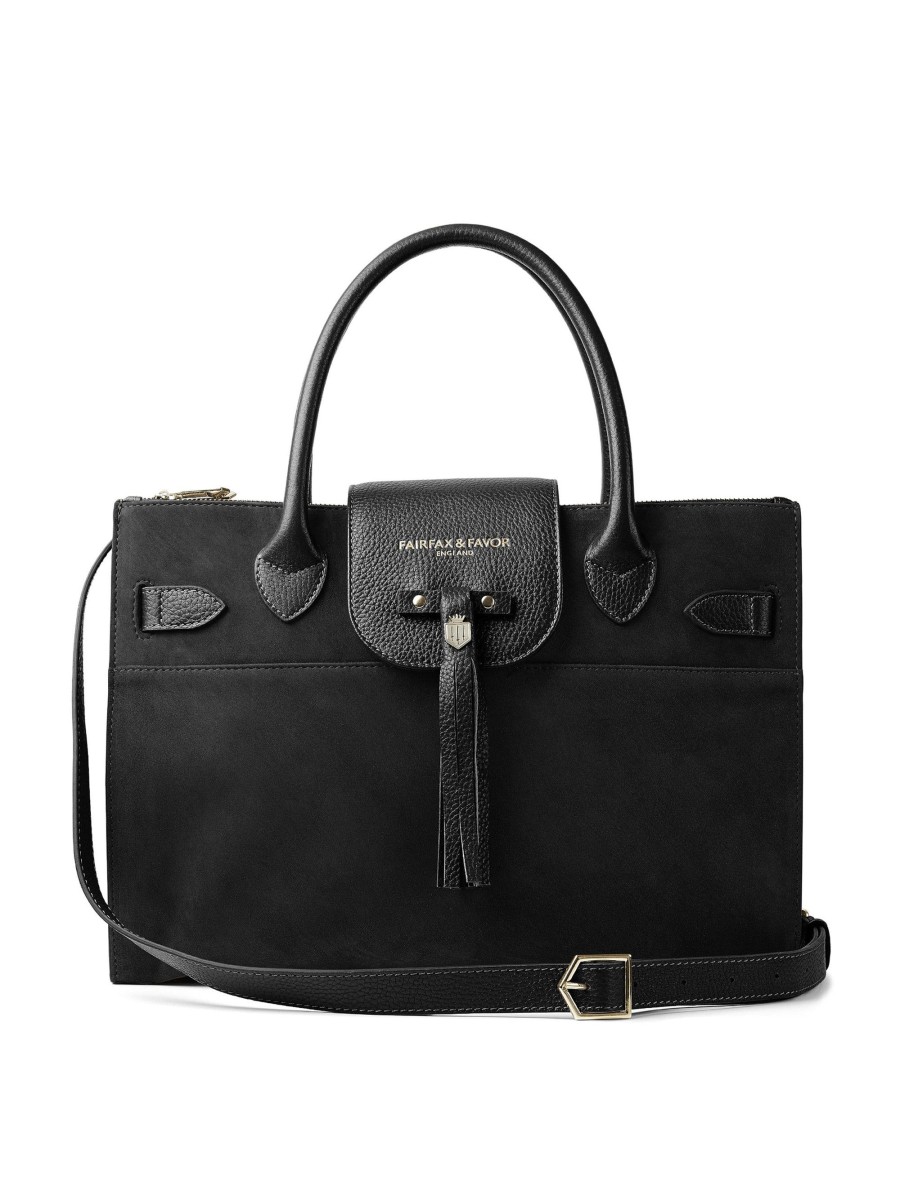 Women Fairfax & Favor Work & Travel Bags | Women'S Work Bag-Black Suede