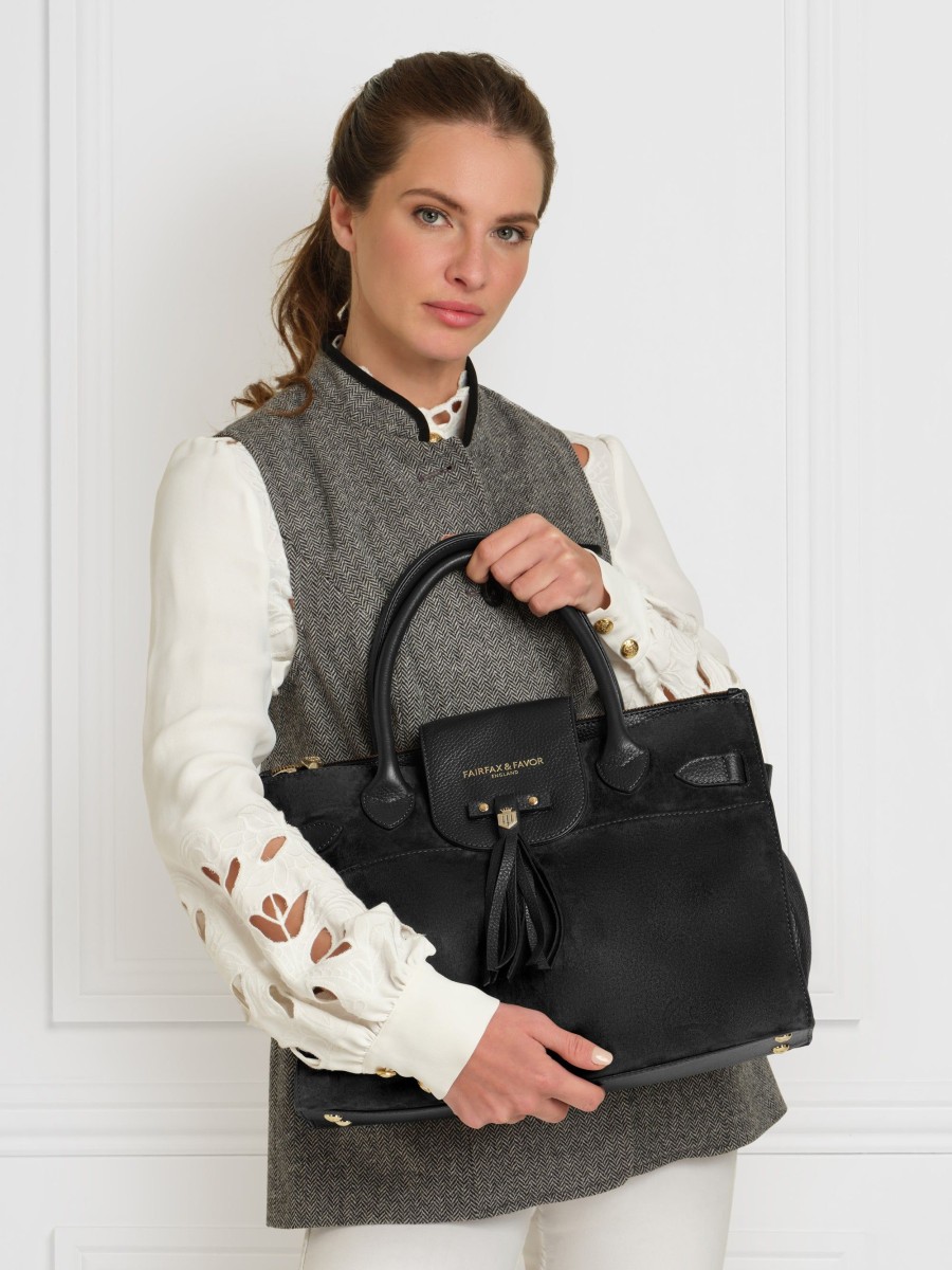 Women Fairfax & Favor Work & Travel Bags | Women'S Work Bag-Black Suede