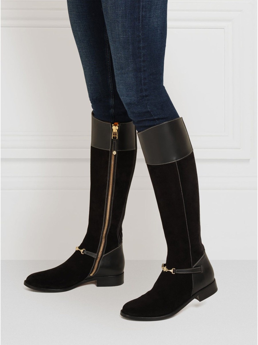 Women Fairfax & Favor Knee-High Boots | Women'S Boot-Black Suede, Sporting Calf