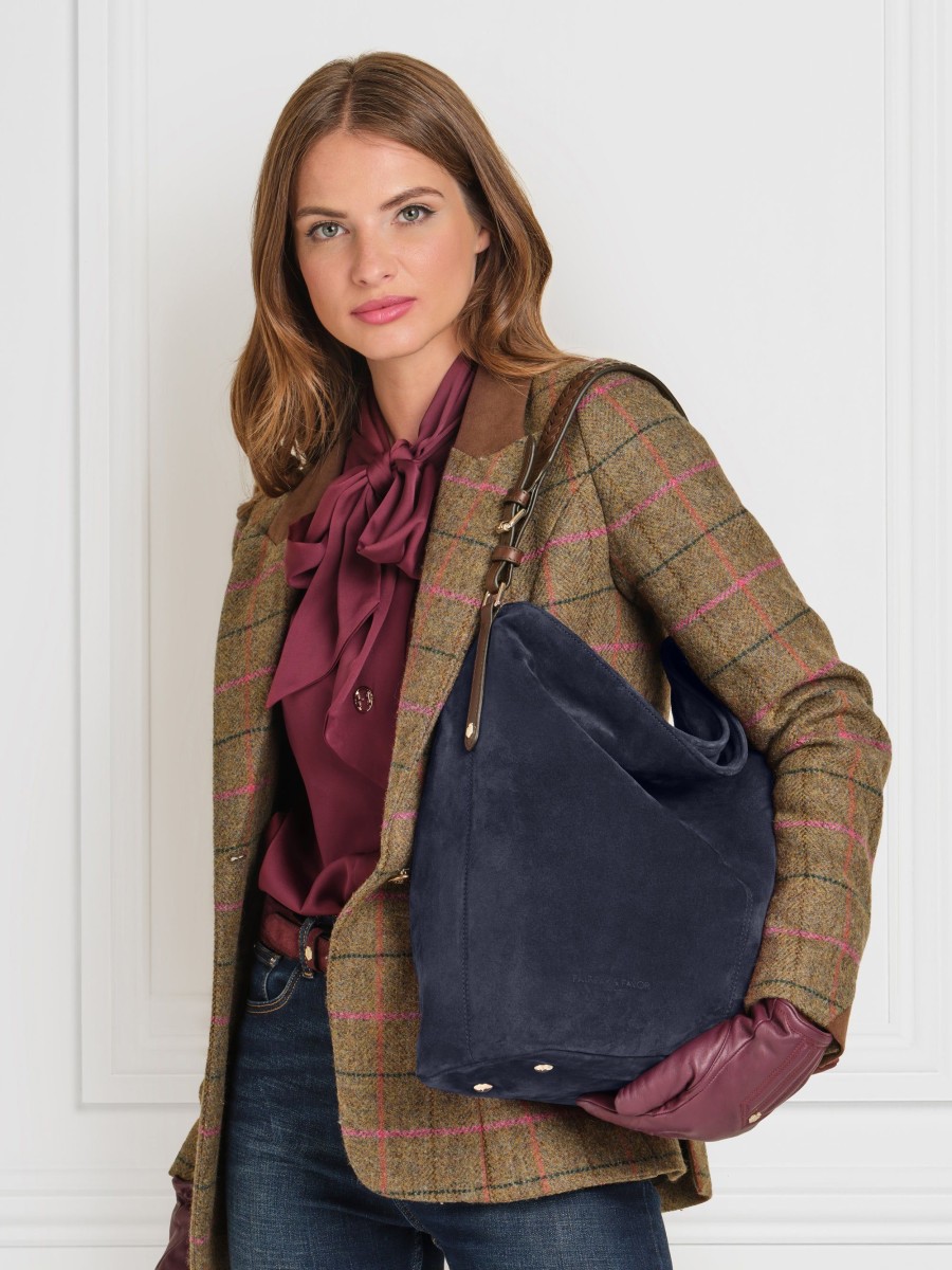 Women Fairfax & Favor Tote Bags | Women'S Tote Bag-Navy Blue Suede