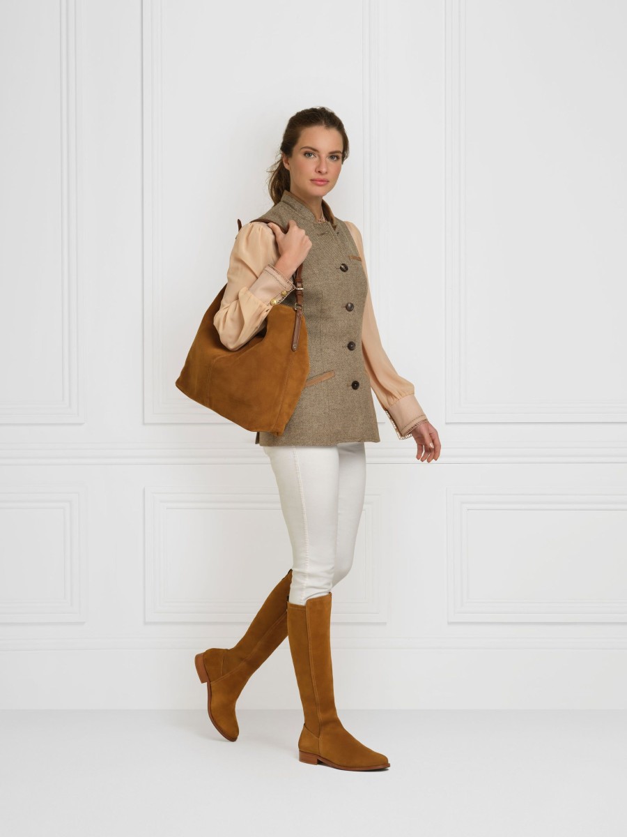 Women Fairfax & Favor Knee-High Boots | Women'S Flat Tall Boot-Tan Suede