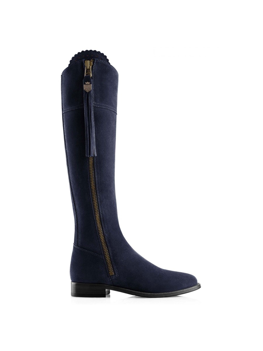 Women Fairfax & Favor Knee-High Boots | Women'S Tall Boot-Navy Blue Suede, Narrow Calf