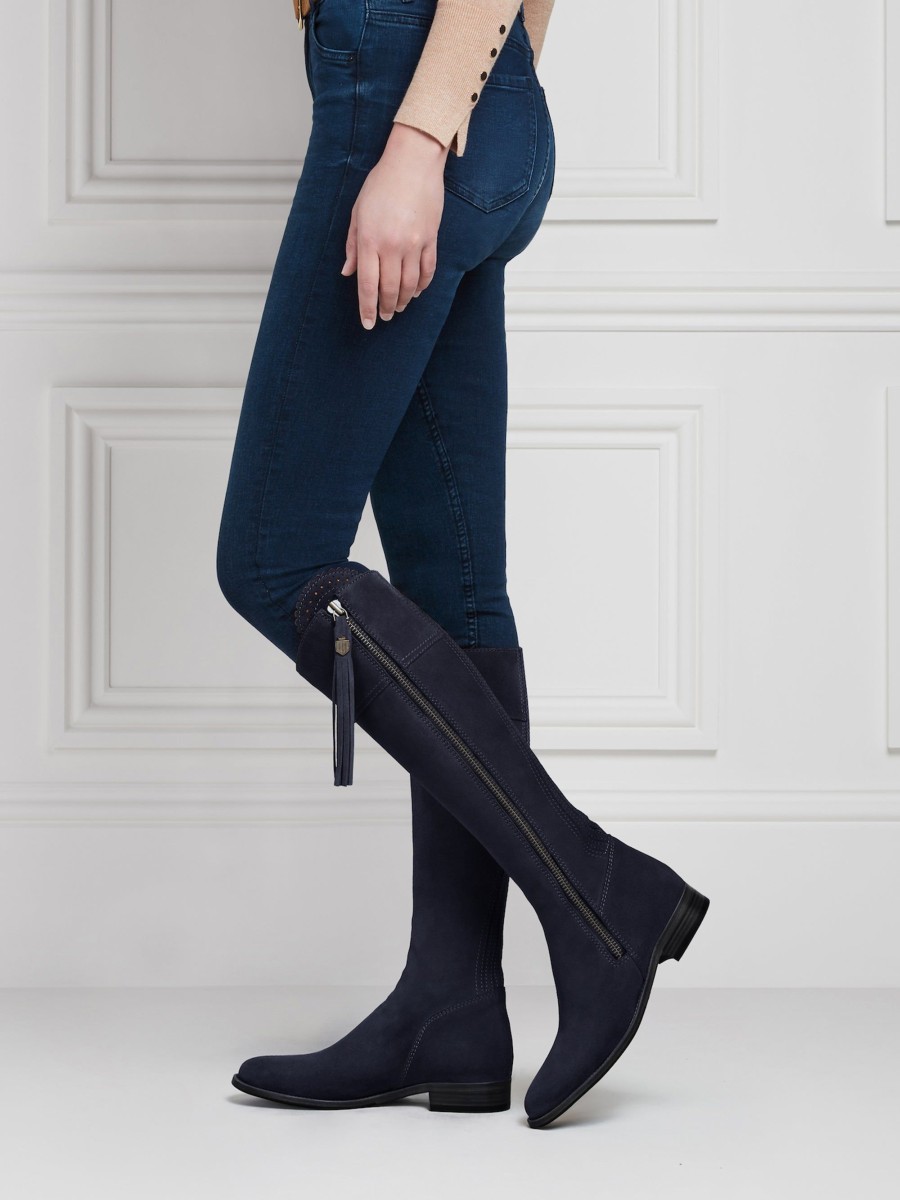 Women Fairfax & Favor Knee-High Boots | Women'S Tall Boot-Navy Blue Suede, Narrow Calf