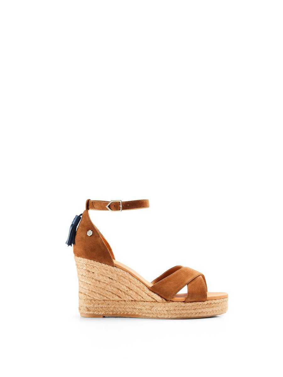 Women Fairfax & Favor Espadrilles | Women'S Wedge Sandal-Tan Suede