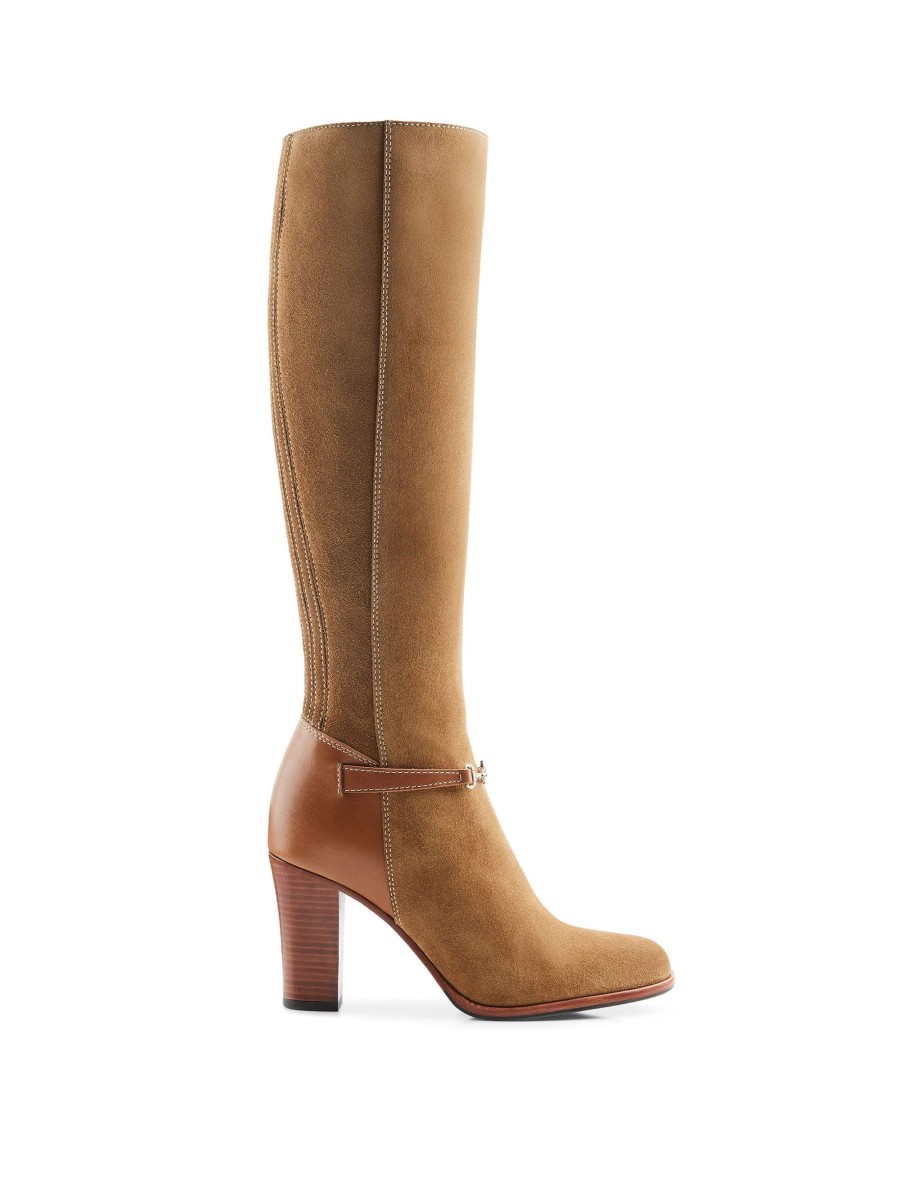 Women Fairfax & Favor Knee-High Boots | Women'S Tall Heeled Boot-Tan Suede, Regular Calf