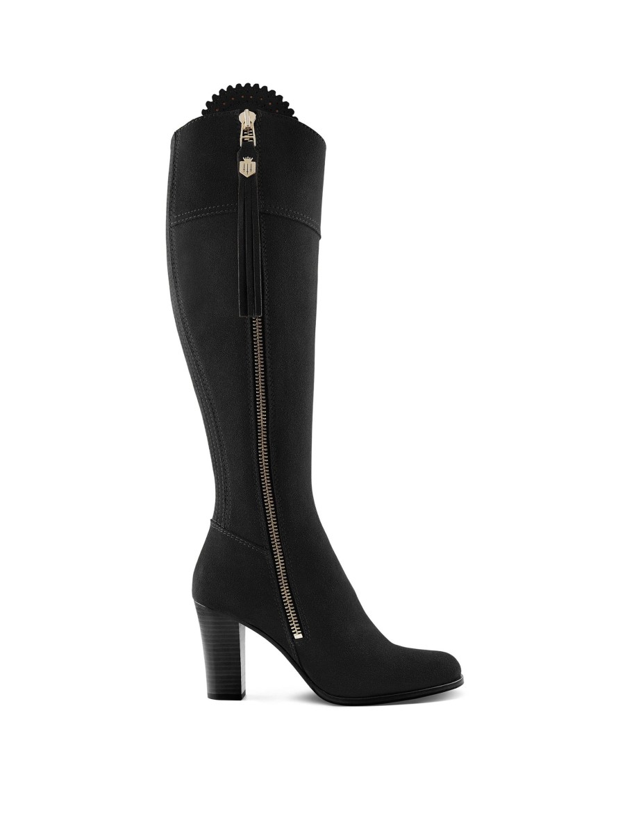 Women Fairfax & Favor Knee-High Boots | Women'S Tall High-Heeled Boot-Black Suede, Sporting Fit