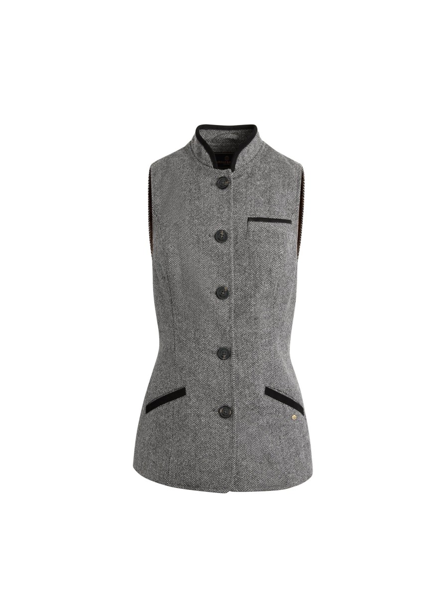 Women Fairfax & Favor Gilets | Women'S Gilet-Monochrome Herringbone