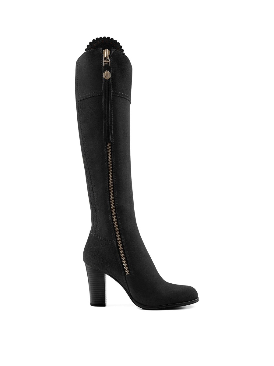 Women Fairfax & Favor Knee-High Boots | Women'S Tall High-Heeled Boot-Black Suede, Narrow Fit