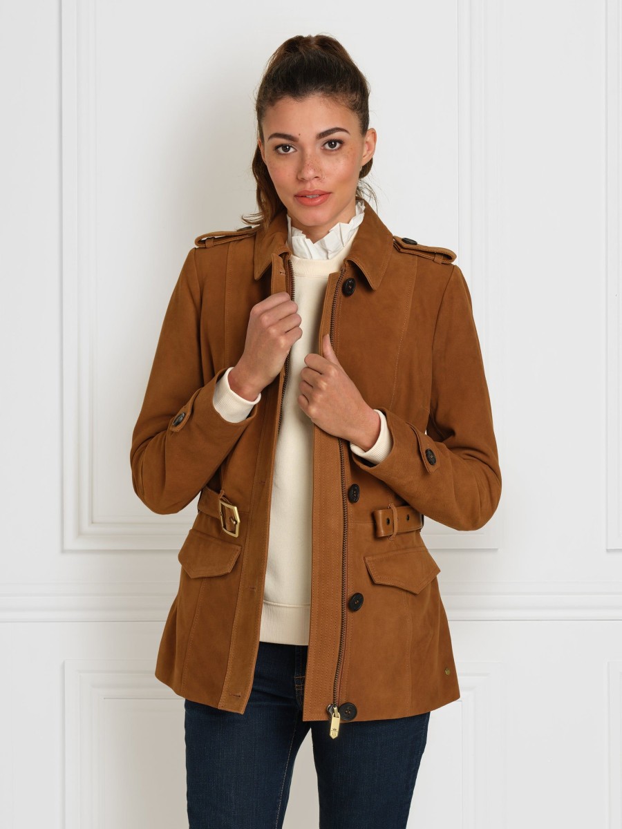 Women Fairfax & Favor Coats & Jackets | Women'S Jacket-Tan Suede