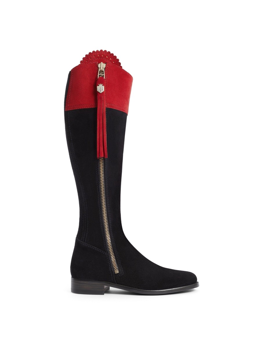 Women Fairfax & Favor Knee-High Boots | British Equestrian Women'S Tall Boot-Red & Navy, Sporting Calf