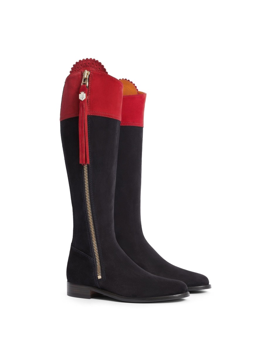 Women Fairfax & Favor Knee-High Boots | British Equestrian Women'S Tall Boot-Red & Navy, Sporting Calf