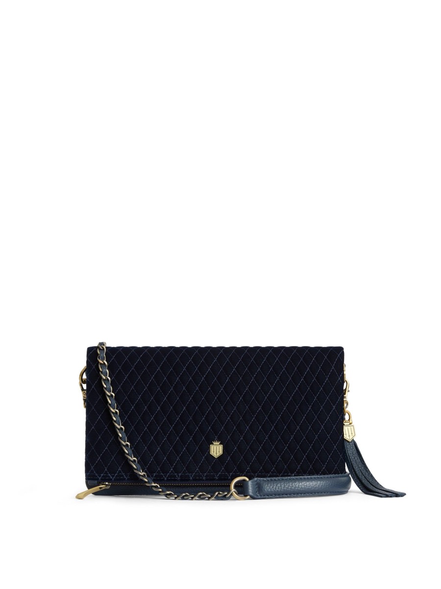 Women Fairfax & Favor Clutch Bags | Women'S Clutch Bag-Quilted Navy Velvet