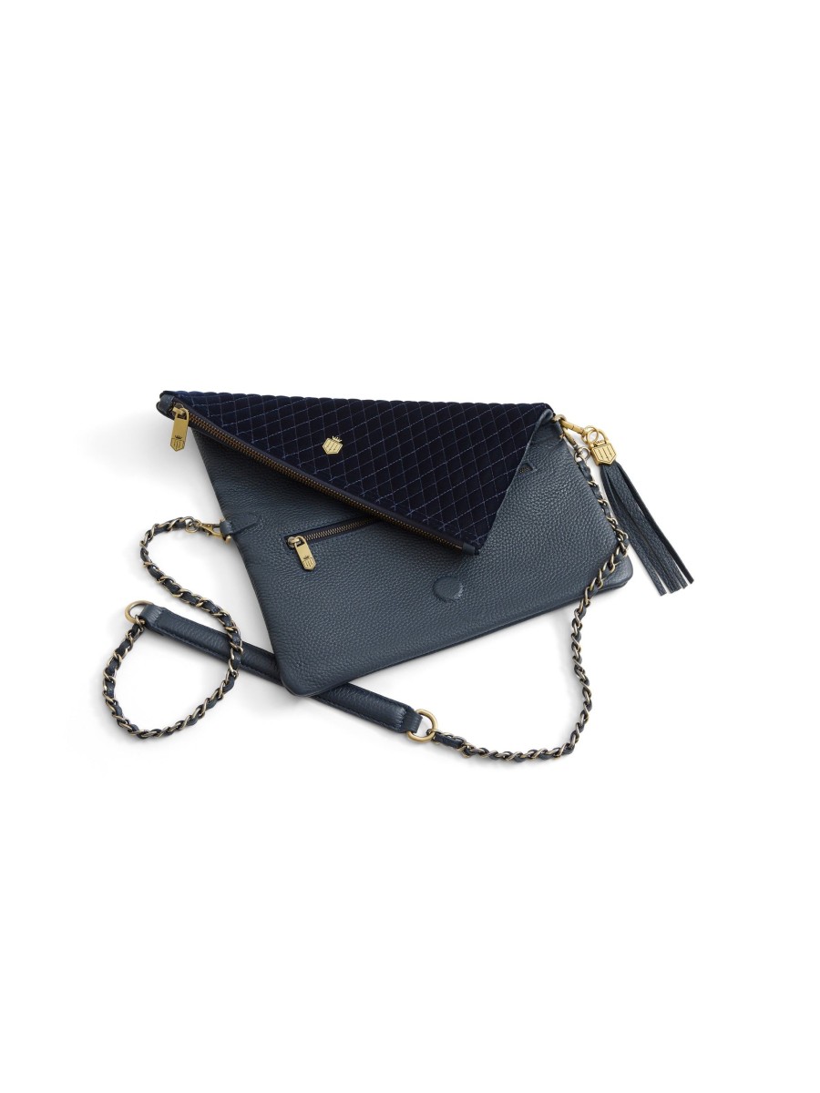 Women Fairfax & Favor Clutch Bags | Women'S Clutch Bag-Quilted Navy Velvet