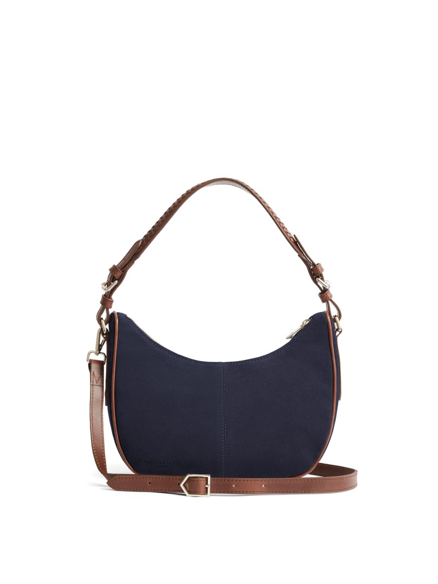 Women Fairfax & Favor Handbags | Women'S Crescent Bag-Navy Suede