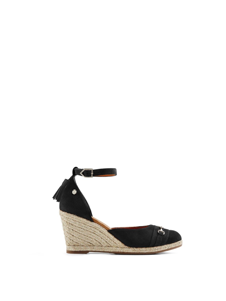 Women Fairfax & Favor Espadrilles | Women'S Espadrille Wedge-Black Suede