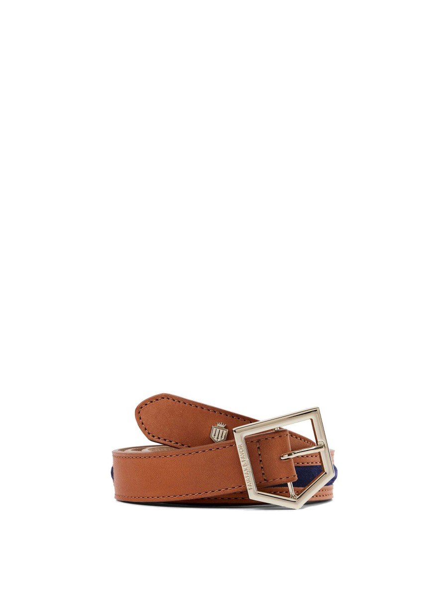 Women Fairfax & Favor Belts | Women'S Belt-Tan & Navy Blue