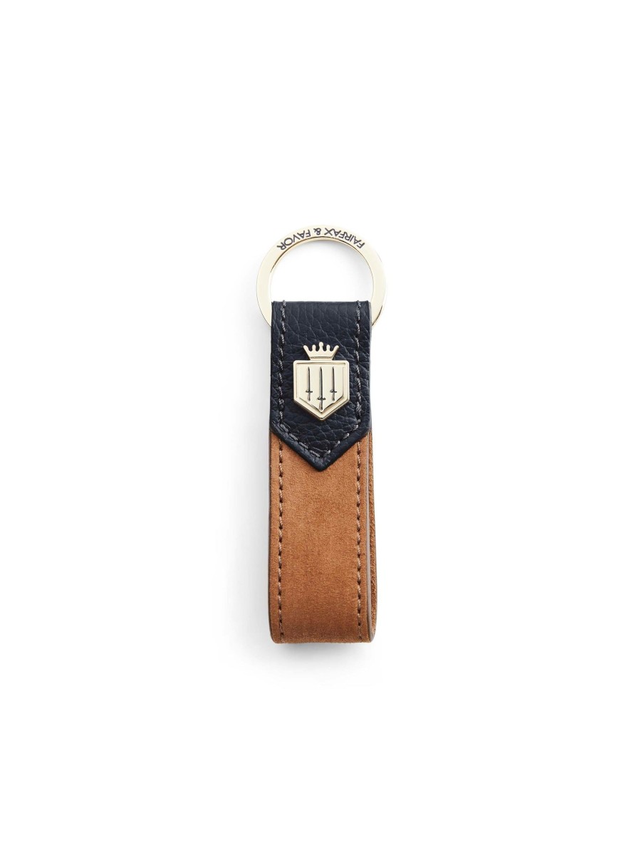 Women Fairfax & Favor Key Rings | Key Ring-Tan & Navy Leather & Suede