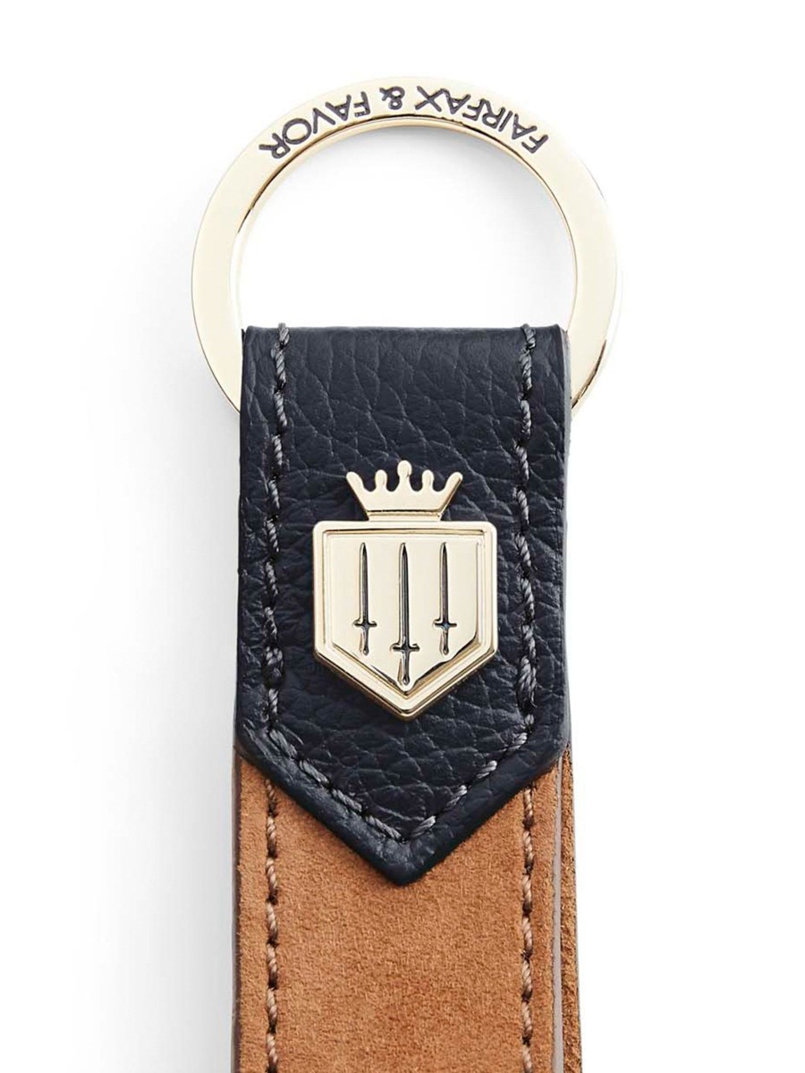 Women Fairfax & Favor Key Rings | Key Ring-Tan & Navy Leather & Suede