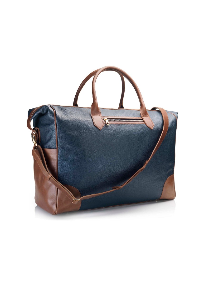 Men Fairfax & Favor Laptop & Travel Bags | Unisex Travel Bag-Tan & Navy Leather